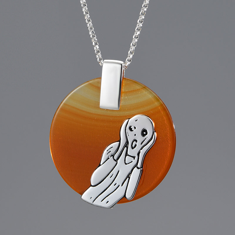 925 Sterling Silver The Scream Painting Pendant without Necklace for Women