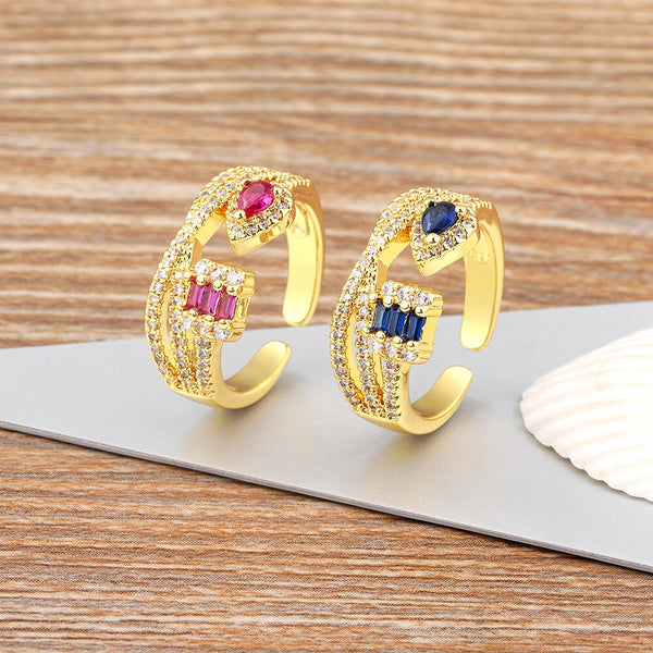 High Quality Fashion New Temperament Women's Open Adjustable Zircon Rings