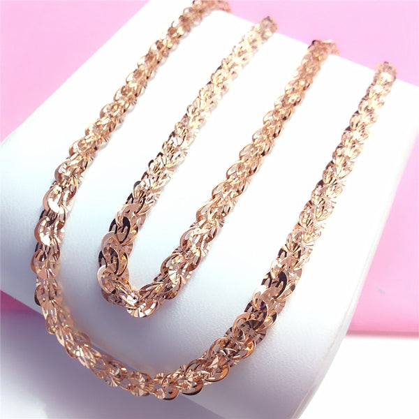 New 585 Purple Gold Plated 14K Rose Gold Chains neckalce for womEn