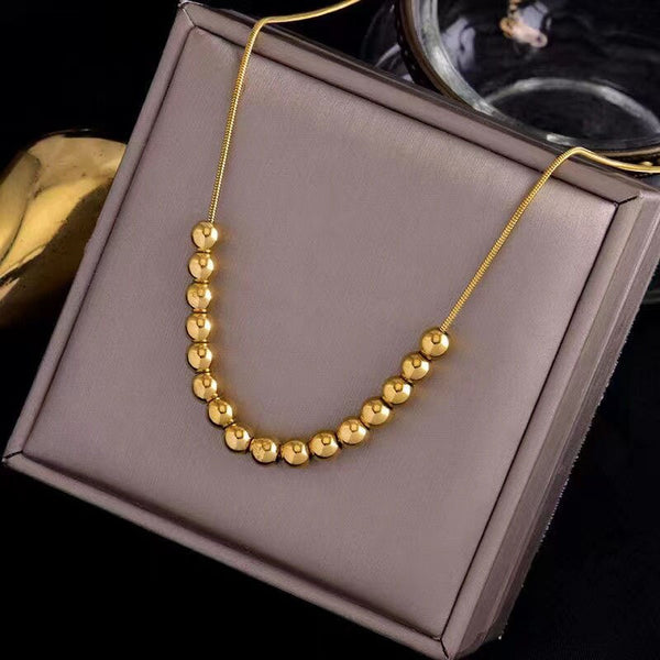 New Metal Ball Pendant Stainless Steel Gold colour Necklace