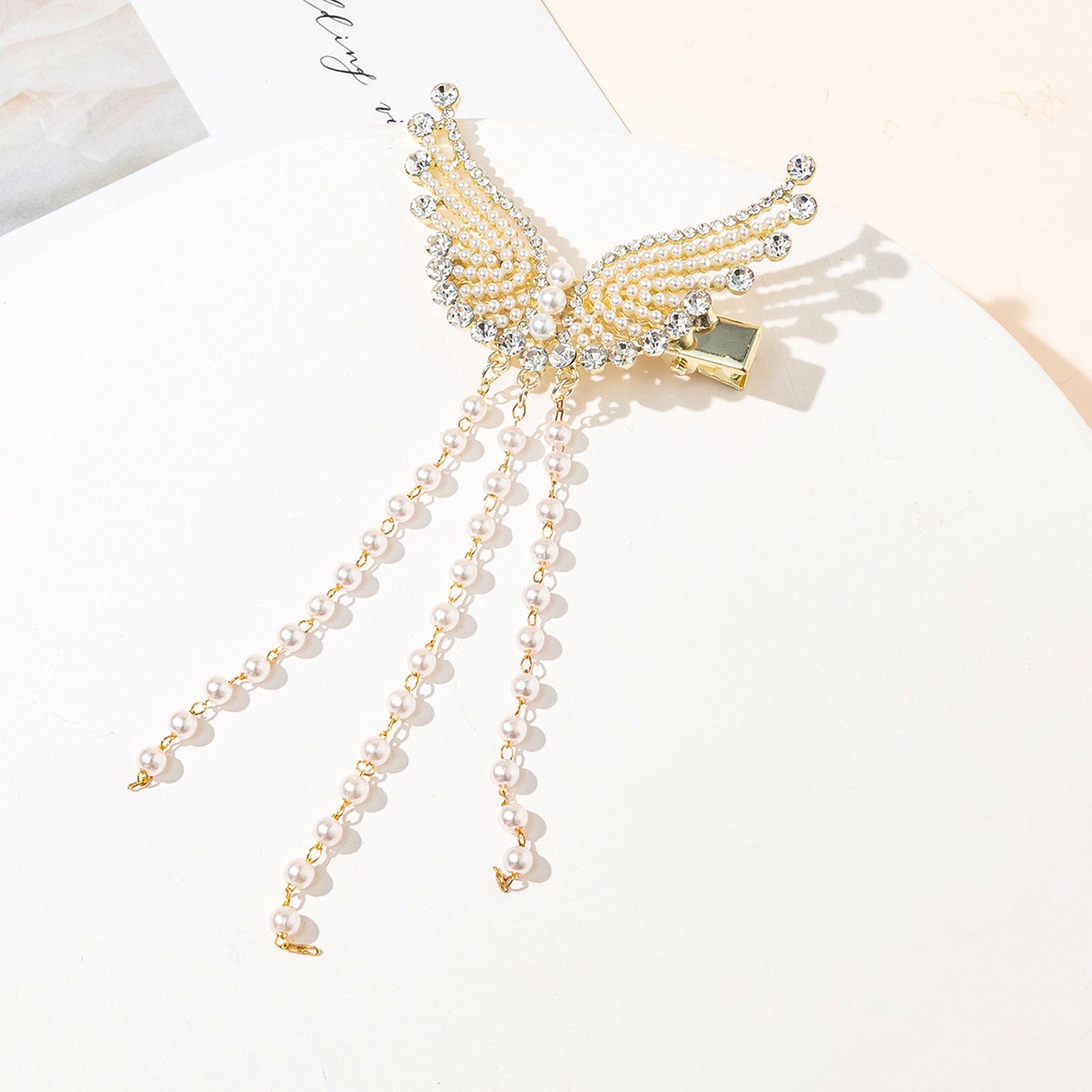 1PC Pearl Tassel Butterfly Hair Claw