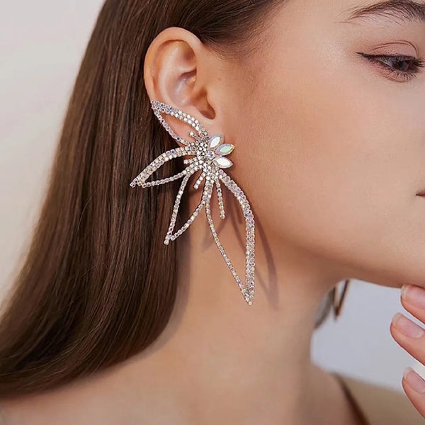 New Sparkling Rhinestone Flower Drop Earrings Earrings for Women