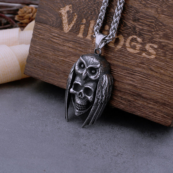 Vintage Owl Skull Necklace Men's Neo-Gothic Animal Hip Hop Rock Handmade Biker High Quality Pendant