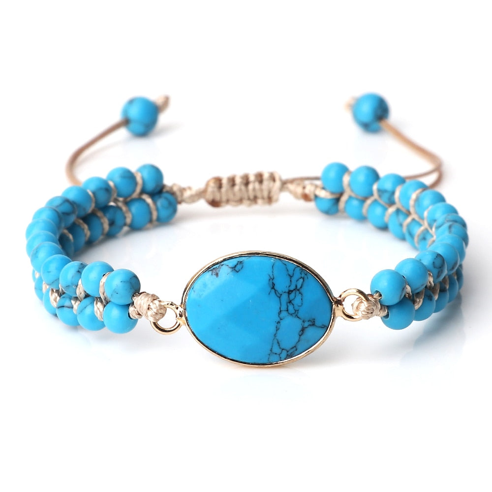 Natural Blue Howlite Stone Beads Bracelets For Women Men