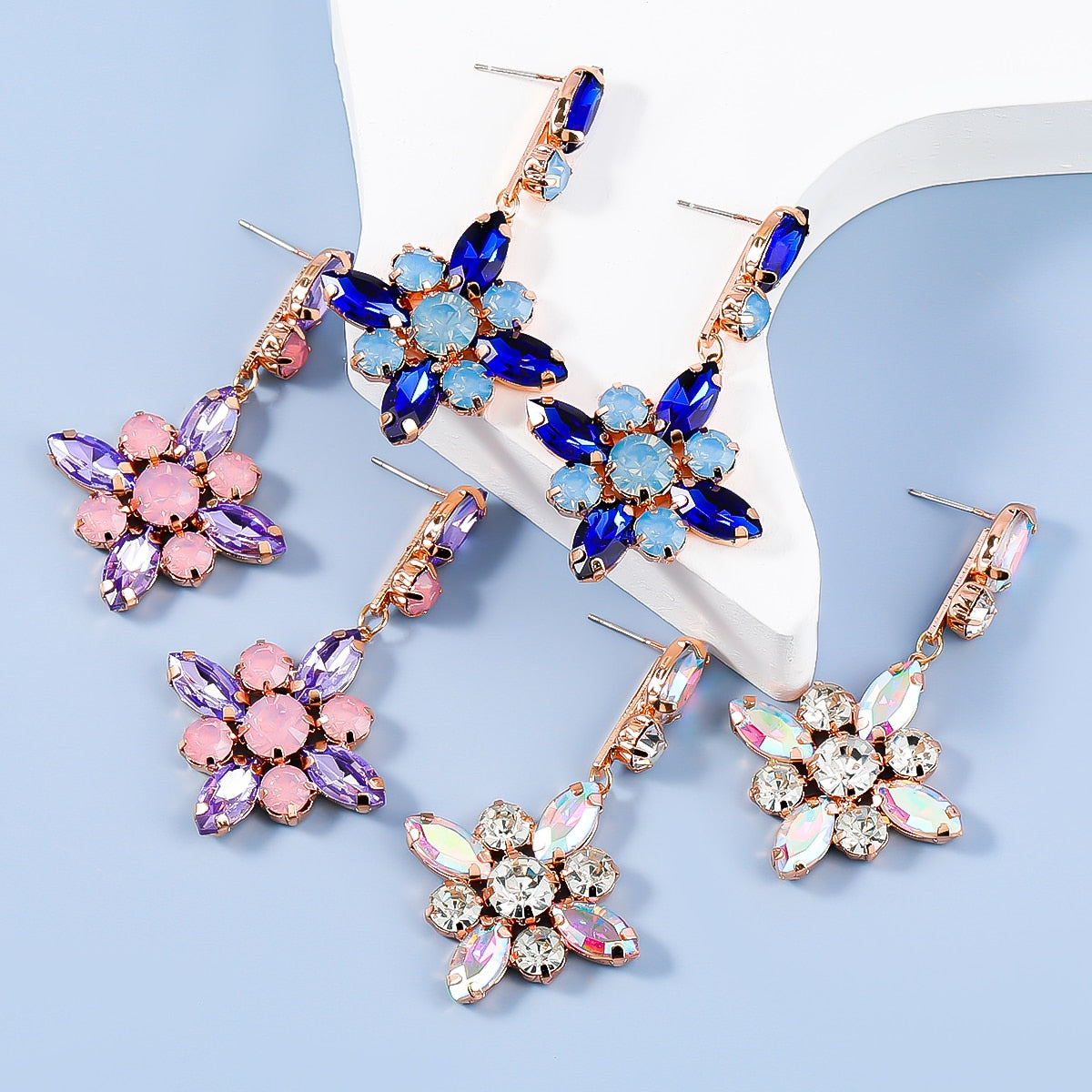 Fashion Metal Geometric Rhinestone Earrings Women