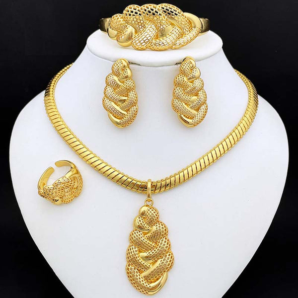 Fashion Jewelry Italian Gold Plated Jewelry Set Necklace And Earring Sets For Women