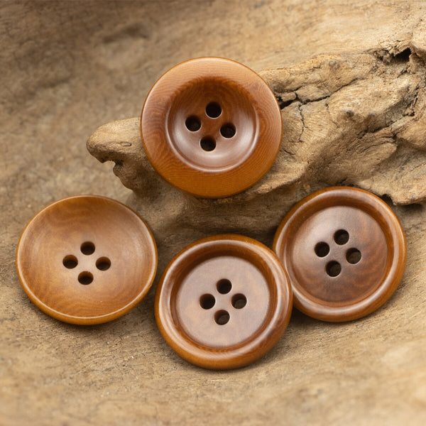 5pcs Retro Reddish Brown Natural Buttons