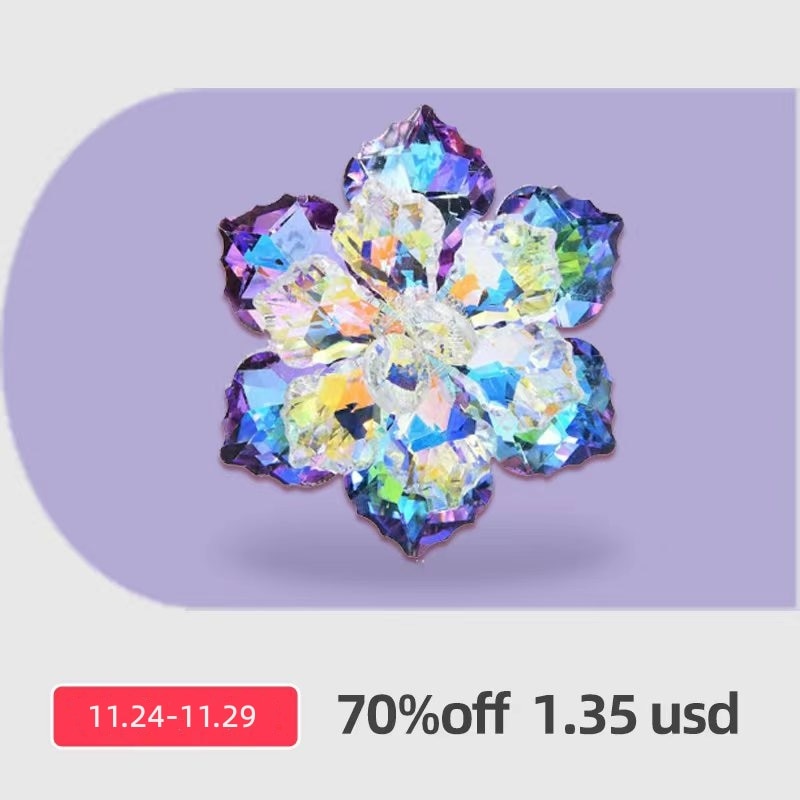 hining Glass Flower Brooches For Women