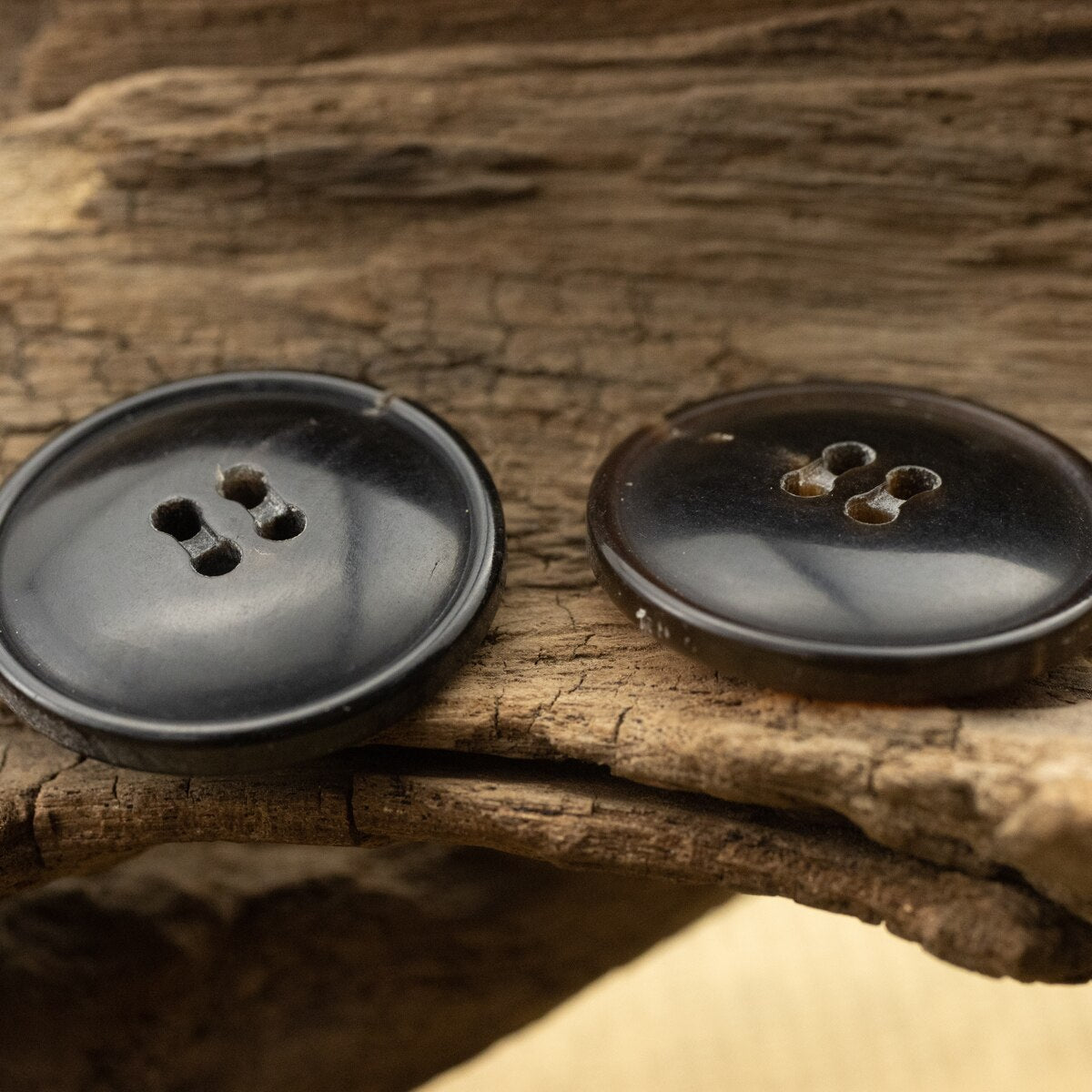 Domed Black and Brown Real Horn Buttons