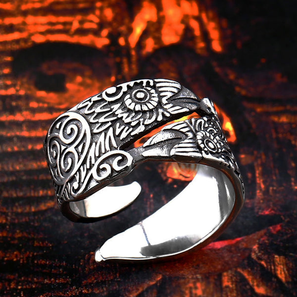 Vintage Odin Ravens Ring Men Opening Adjustable Nordic Stainless Steel Celtics Knot Viking Ring