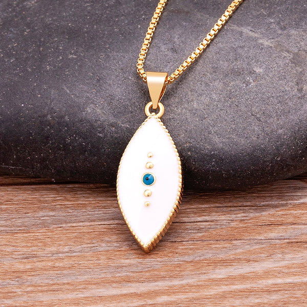 Turkish Style Pendant Trendy Copper Enamel 3 Colors Choice Hamsa Hand Evil Eye Necklace for Women