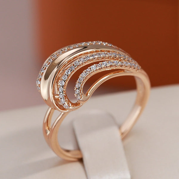 Wave Design Double Layer Zircon Women Rings