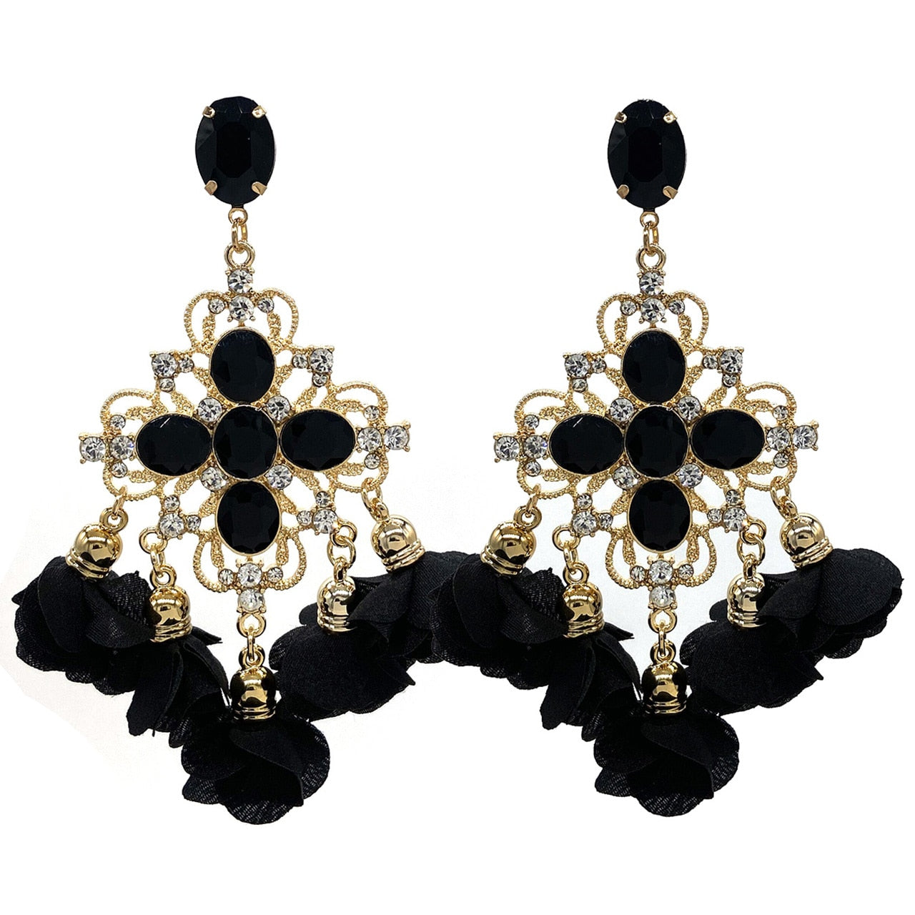 Bohemian Big Tassel Rhinestone Dangle Earrings for Women