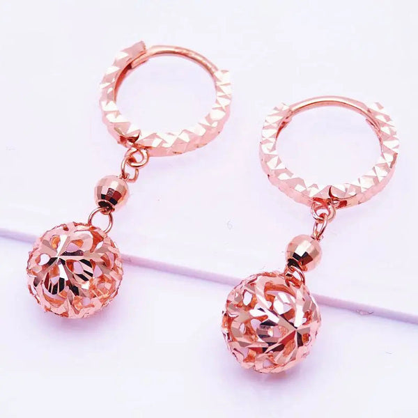 rose gold new gypsophila round bead earrings for women