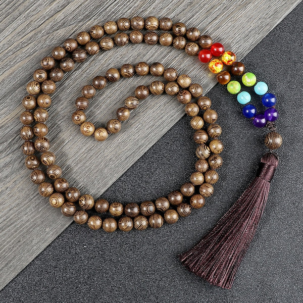 108 Wooden Beads Necklaces With Tassel Women Men