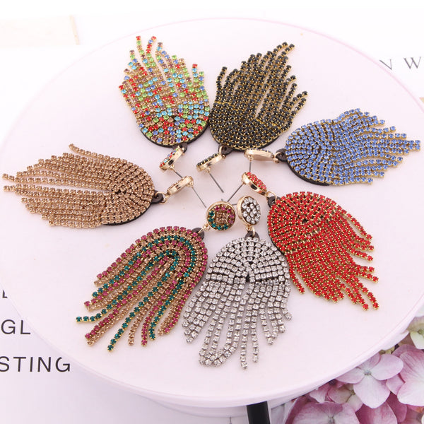 New Rhinestone Tassel Earrings Women Luxury Party Earrings For Women