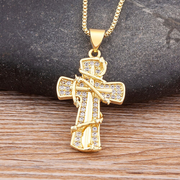 New Design Exquisite Crystal Zircon Cross Necklace Women