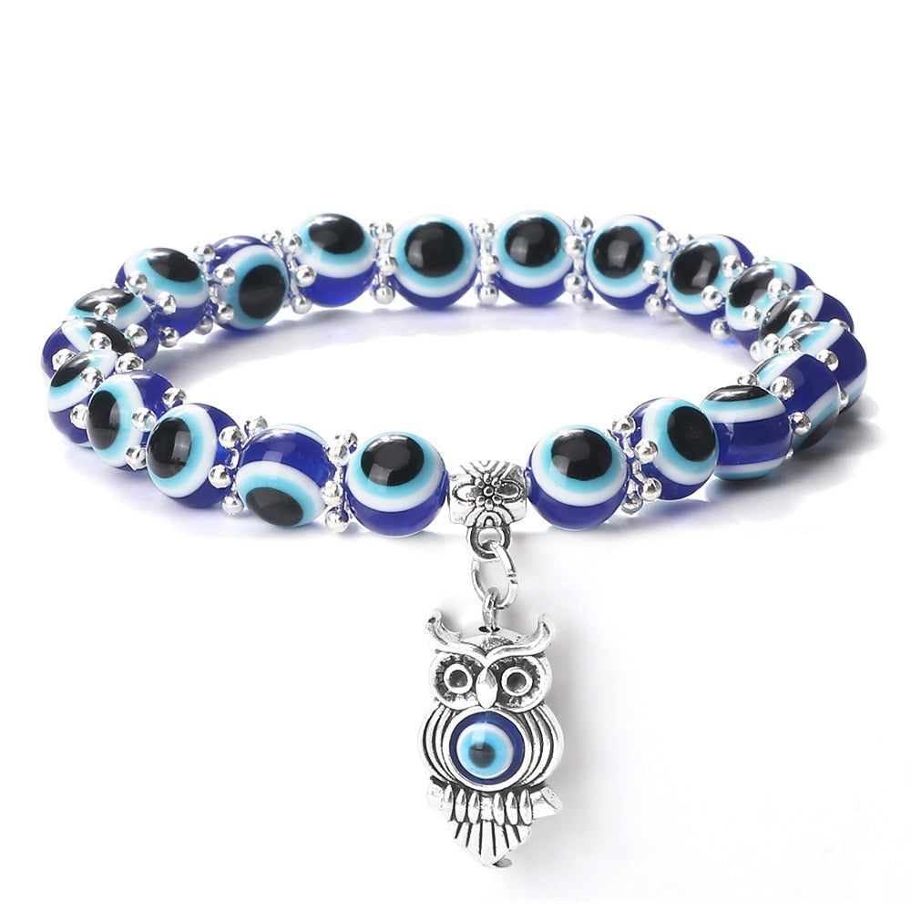 Classical Owl With Turkish Lucky Evil Eye Bracelets For Women Men