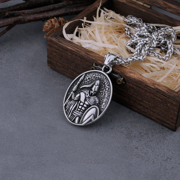 Vintage Spartan Warrior Shield Necklace Men Ancient Greek Warrior Punk Hip Hop Pendant