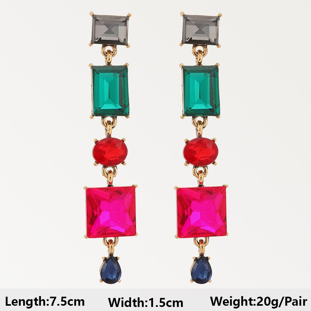 Summer Beach Beads Crystal Geometric Dangle Earrings For Women