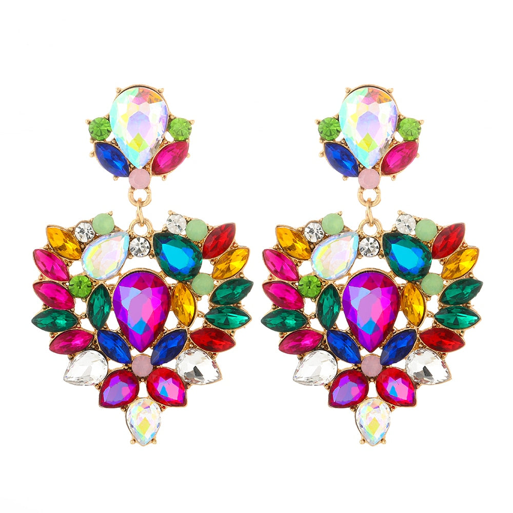 New Colorful Statement Earrings Mix Crystal Earring For Women