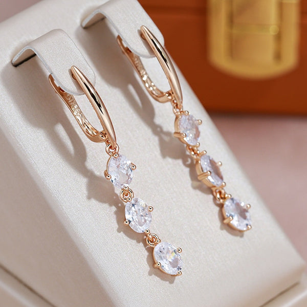 Classic Oval White Zircon Pendant Earrings