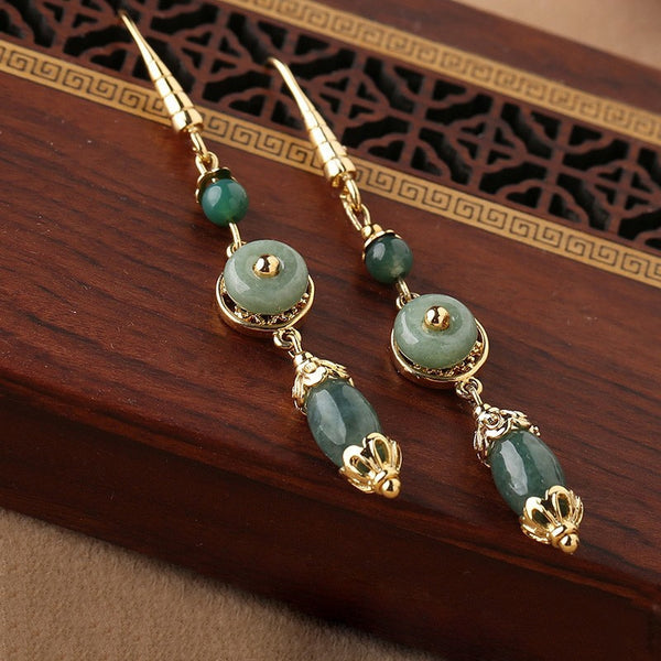 Classic design natural Hetian jasper earrings for women