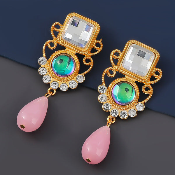 Fashionable Metal Square Acrylic Resin Earrings Women