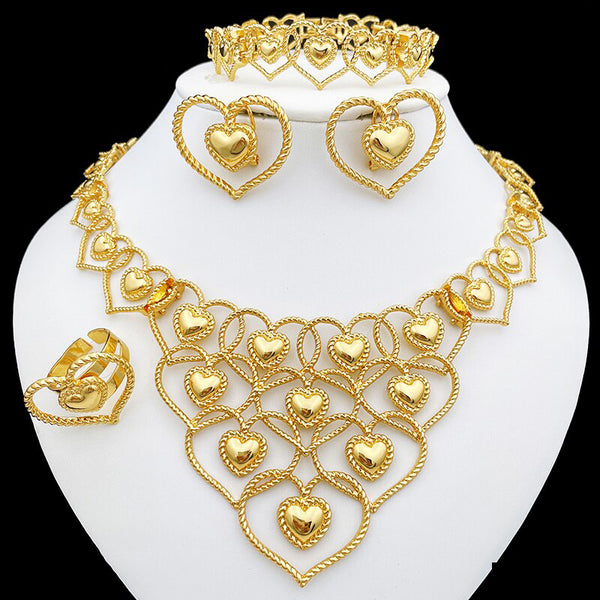 Fashion Jewelry Sets For Women Heart Necklace Earrings