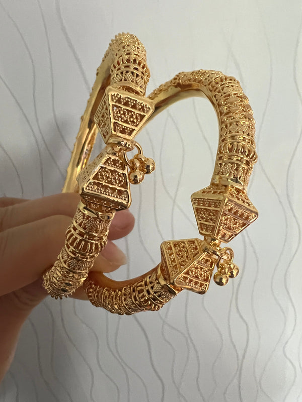 24k Dubai Gold Color Bangles For Women Ethiopian Bead Jewelry Africa Bracelets