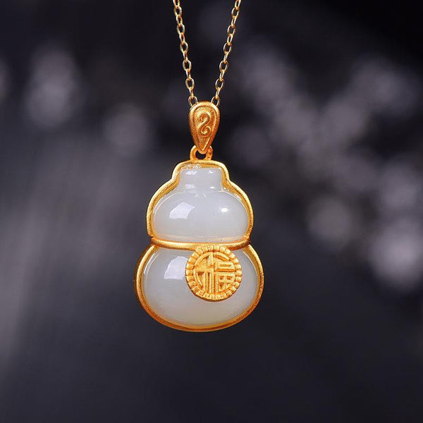 Natural Hetian Yufu word gourd pendant ladies necklace