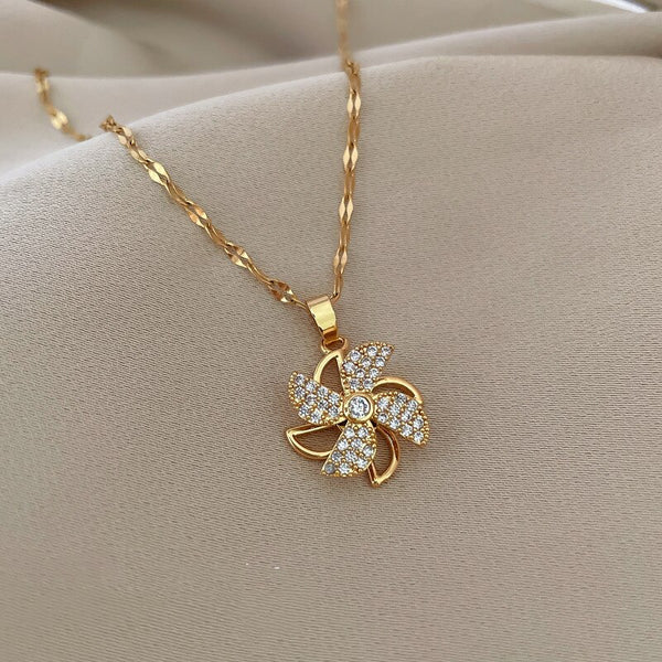 Gold Color Rotatable Windmill Necklace for Women