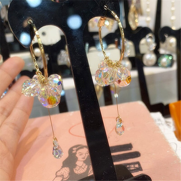 Sparkling Crystal Tassel Hoop Earrings For Women