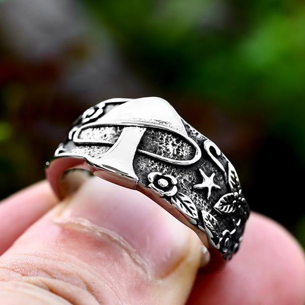 Vintage Stainless Steel Nordic Fashion Mushroom Ring For Men Women