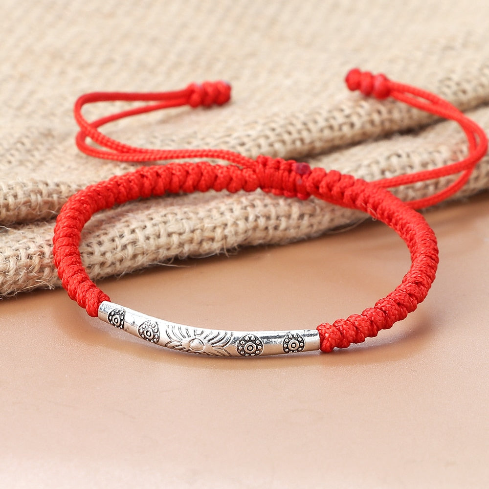 New Long Tube Bracelets For Men Women Classic Black Red String Handmade Braided Rope Bracelets