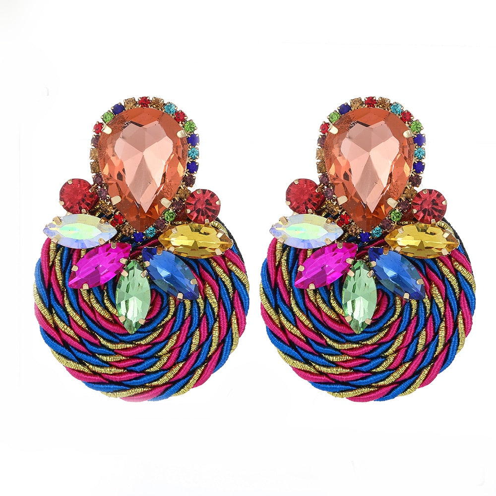 New Colorful Statement Earrings Mix Crystal Earring For Women