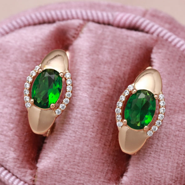 Elegant Prong Inlay Natural Green Zircon Women's Fashion Earrings