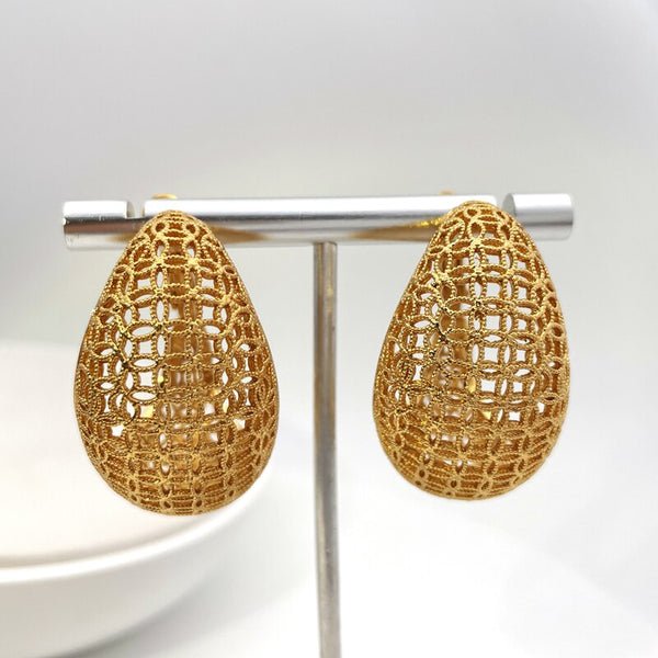 Gold Plated Round Earrings For Women