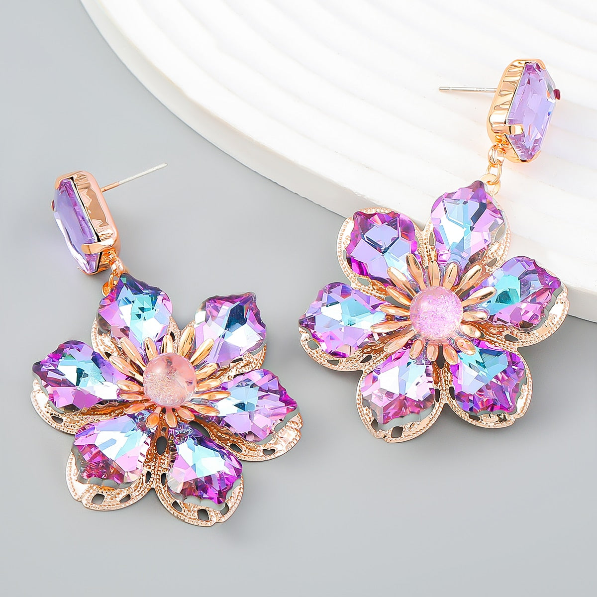 Fashion Metal Flower Geometric Earrings Women