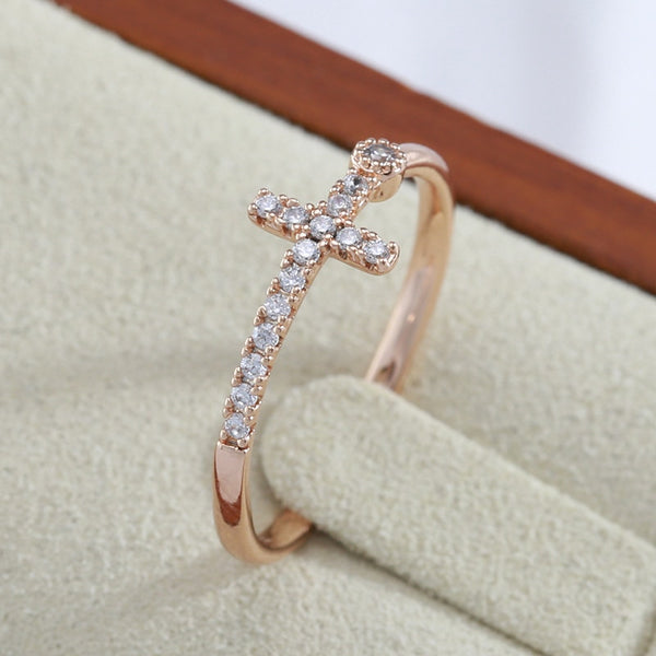 Minimalist Full Zircon Cross Women's Rings