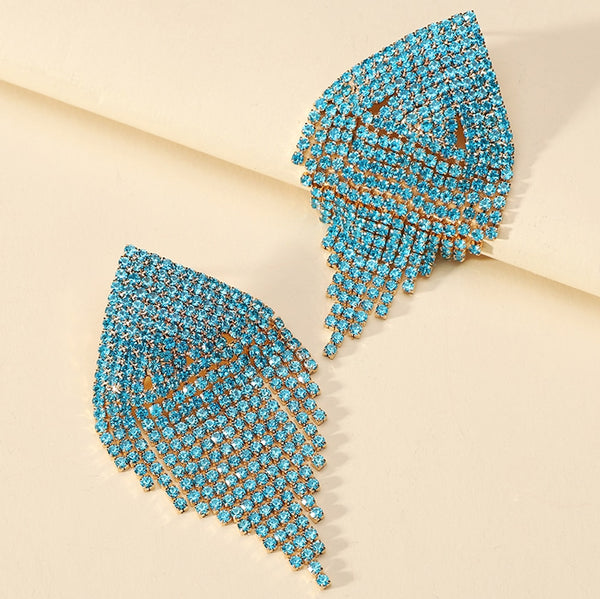 Romantic Fashion Geometric Tassel Alloy Chain Large Dangle Earrings For Women