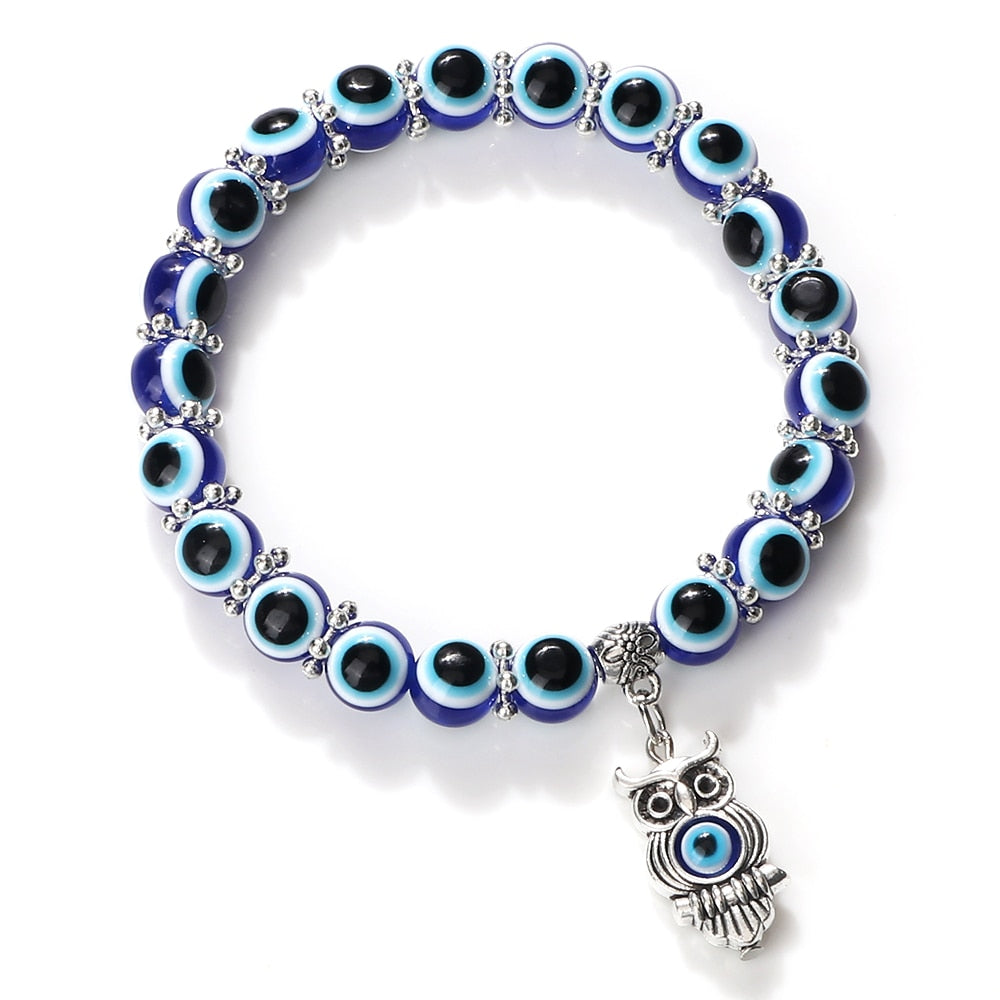 Classical Owl With Turkish Lucky Evil Eye Bracelets For Women Men