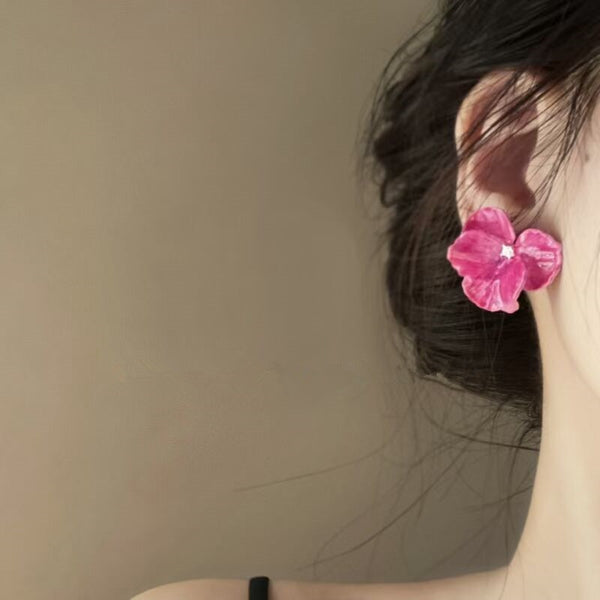 Statement Rose Petals Flower Earrings For Women