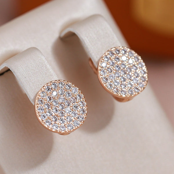 Round Geometric Full Zircon Women Earrings