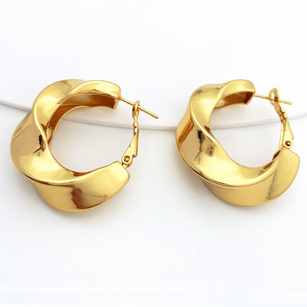 Gold Plated Women Earrings Fashion Jewelry Dubai Copper Big Earrings Wedding Party Gifts