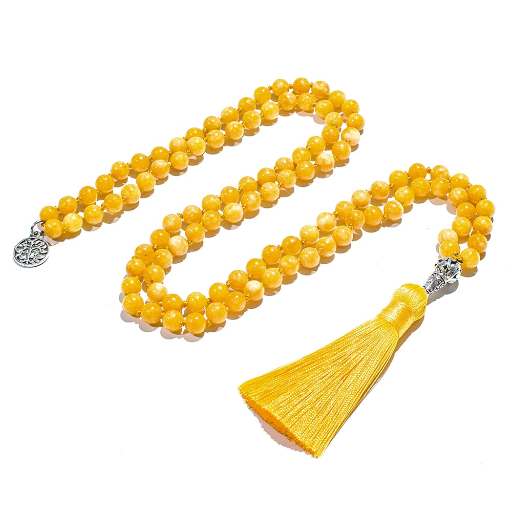 8mm Beeswax Knotted 108 Mala Beaded Necklace Meditation Yoga Prayer Japamala Jewelry