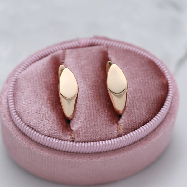 New Minimalist Smooth 585 Gold Clip Earrings For Women