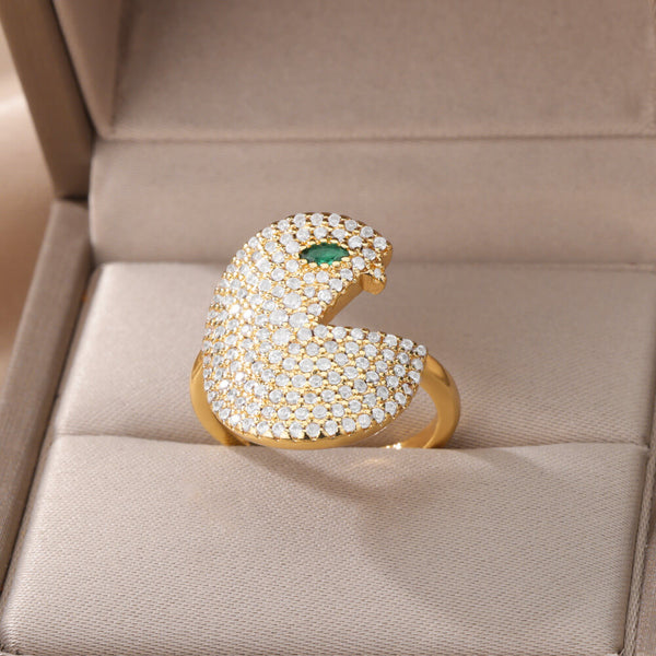 Cute Bird Ring Adjustable Cubic Zirconia Animal Birds Finger Ring For Women