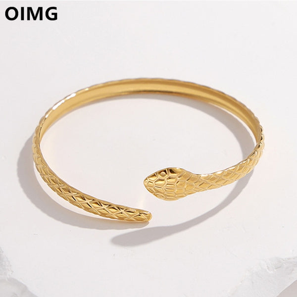 Gold Plated Bracelet Fashion Punk Animal Snake Shaped Bangle For Women