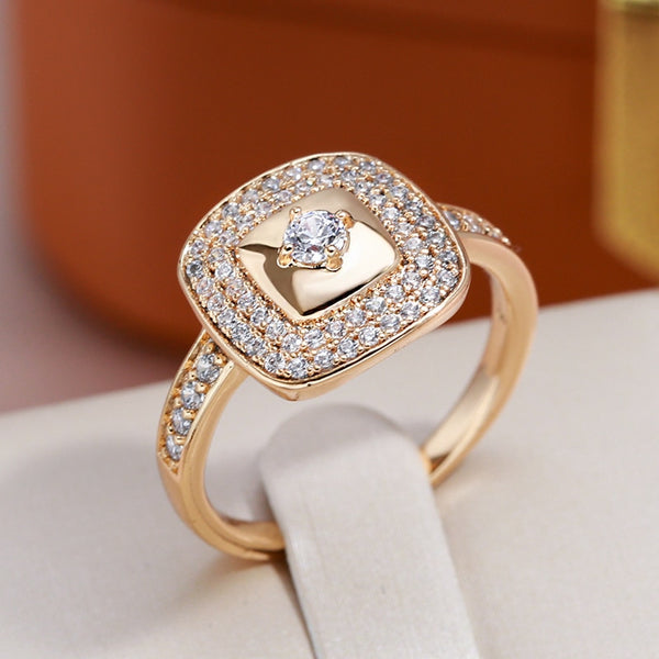 Luxury Double Layer Zircon Square Geometric Rings